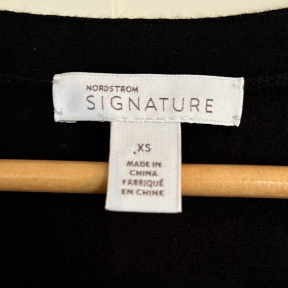 Nordstrom Signature Cotton and Cashmere Long Black Cardigan size XS